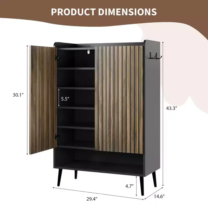 GustoWave Scarpiera Grande con 2 Ante, Mobile Scarpiera da Ingresso a 6 Livelli con Ripiani Regolabili, Organizer Scarpiera Autoportante