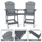 2 sedie da bar Adirondack alte da patio, sgabelli da bar Adirondack da esterno con vassoio di collegamento, sedia da sgabello da bar con schienale alto
