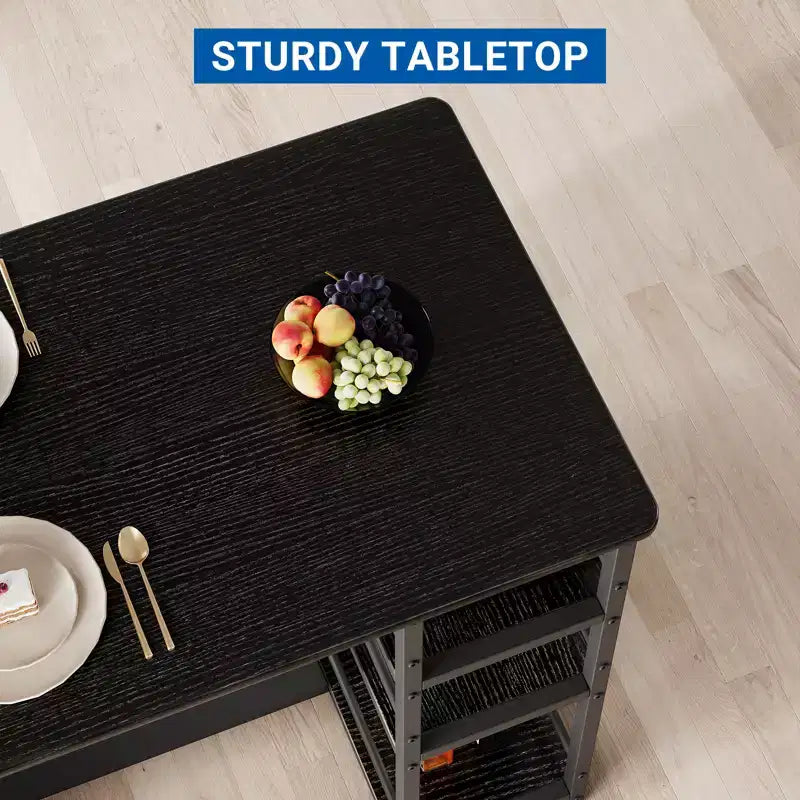 Tavolo da Cucina Altezza Bancone con 2 Sgabelli Imbottiti, Set Tavolo da Pranzo e Sedie in Legno per 2 con Ripiani, per Spazi Piccoli, Appartamento