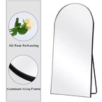 PexFix Specchio a figura intera ad arco 31 pollici L x 71 pollici H, da pavimento indipendente, con cornice in metallo, specchio a muro grande, colore nero