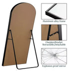 PexFix Specchio a figura intera ad arco 31 pollici L x 71 pollici H, da pavimento indipendente, con cornice in metallo, specchio a muro grande, colore nero