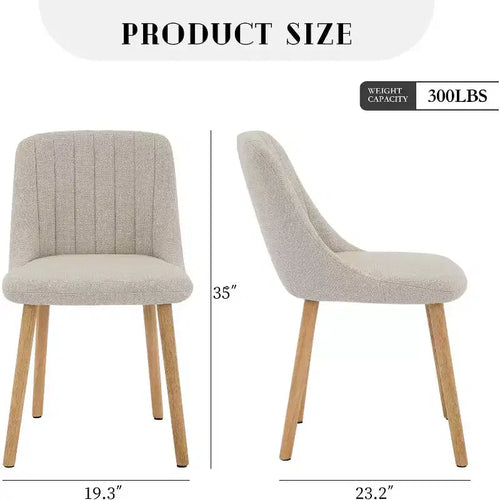 Acekool Sedie da Pranzo Imbottite in Tessuto, Set da 2, con Schienale Curvo Ergonomico e Gambe in Rovere, Capacità 136 kg