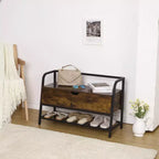 GustoWave Scarpiera a Panca, Panca Porta Scarpe con Coperchio Sollevabile, Panca da Ingresso, Scarpiera in Metallo e Legno per Ingresso, Camera da Letto, Armadio, Soggiorno