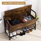 GustoWave Scarpiera a Panca, Panca Porta Scarpe con Coperchio Sollevabile, Panca da Ingresso, Scarpiera in Metallo e Legno per Ingresso, Camera da Letto, Armadio, Soggiorno