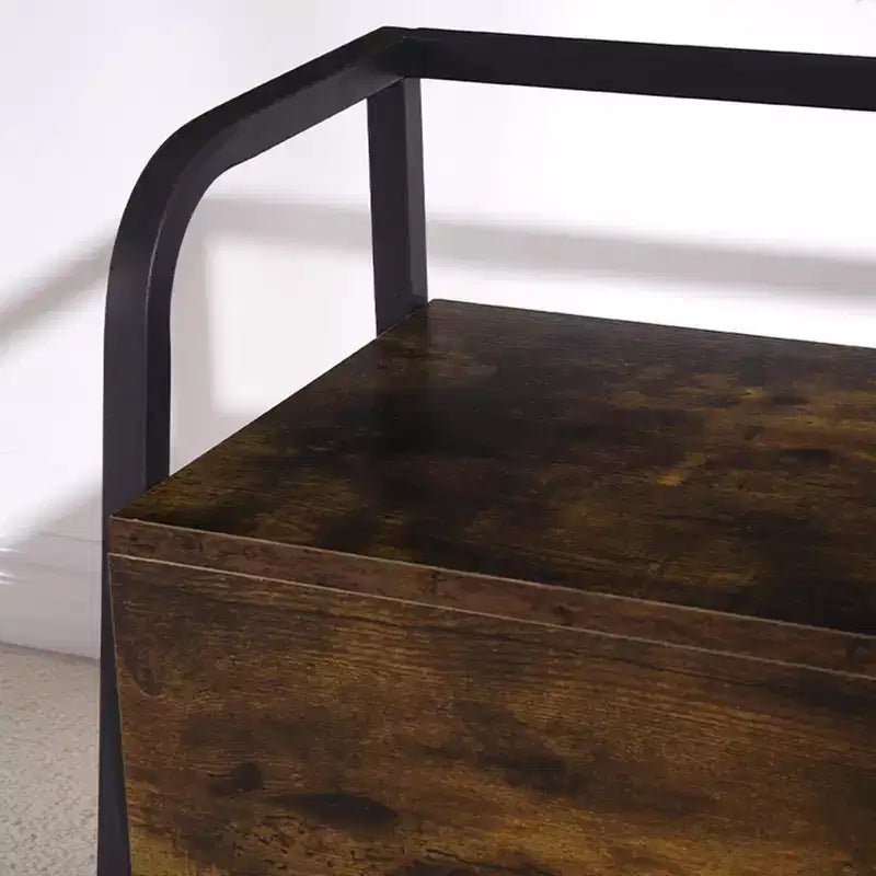 GustoWave Scarpiera a Panca, Panca Porta Scarpe con Coperchio Sollevabile, Panca da Ingresso, Scarpiera in Metallo e Legno per Ingresso, Camera da Letto, Armadio, Soggiorno
