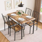 Set da Pranzo per 4 Persone, Tavolo Quadrato da 75cm con Sedie Imbottite, Set Cucina Compatto da 5 Pezzi, Angolo Colazione Facile da Montare per Appartamenti