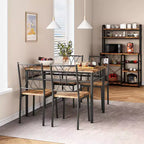 Set da Pranzo per 4 Persone, Tavolo Quadrato da 75cm con Sedie Imbottite, Set Cucina Compatto da 5 Pezzi, Angolo Colazione Facile da Montare per Appartamenti