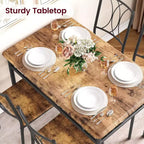 Set da Pranzo per 4 Persone, Tavolo Quadrato da 75cm con Sedie Imbottite, Set Cucina Compatto da 5 Pezzi, Angolo Colazione Facile da Montare per Appartamenti