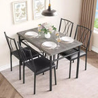 Set da Pranzo per 4 Persone, Tavolo Quadrato da 75cm con Sedie Imbottite, Set Cucina Compatto da 5 Pezzi, Angolo Colazione Facile da Montare per Appartamenti