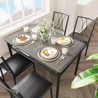 Set da Pranzo per 4 Persone, Tavolo Quadrato da 75cm con Sedie Imbottite, Set Cucina Compatto da 5 Pezzi, Angolo Colazione Facile da Montare per Appartamenti