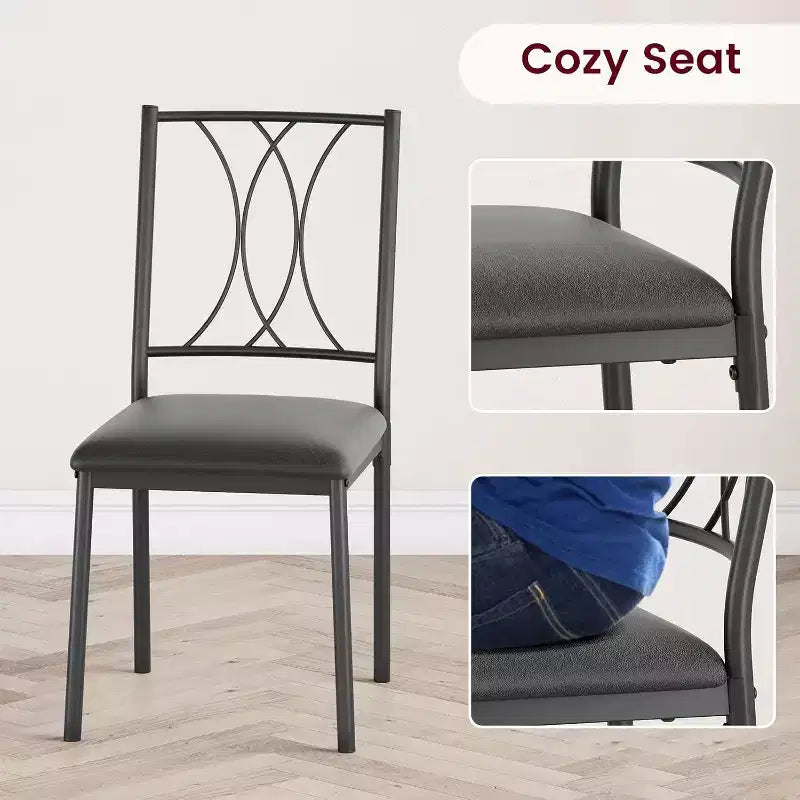 Set da Pranzo per 4 Persone, Tavolo Quadrato da 75cm con Sedie Imbottite, Set Cucina Compatto da 5 Pezzi, Angolo Colazione Facile da Montare per Appartamenti