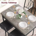 Set da Pranzo per 4 Persone, Tavolo Quadrato da 75cm con Sedie Imbottite, Set Cucina Compatto da 5 Pezzi, Angolo Colazione Facile da Montare per Appartamenti