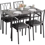 Dining Set for 4, 29.5 Square Table with Cushioned Chairs, Compact 5-Piece Kitchen Set, Easy-to-Assemble Breakfast Nook for Apartments