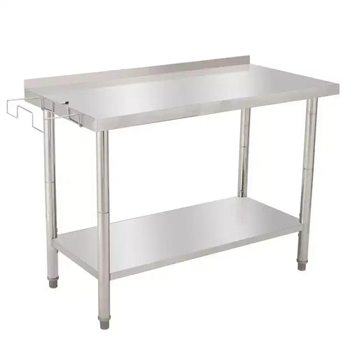 Tavolo da lavoro in acciaio inossidabile NSF 48X24X35 | Doppio strato con bordo dritto