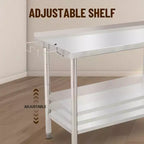 Tavolo da lavoro in acciaio inossidabile NSF 48X24X35 | Doppio strato con bordo dritto