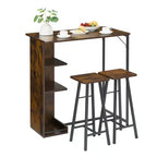 Fulvari Set Tavolo da Bar 3 Pezzi per 2, Tavolo da Cucina con 2 Sgabelli, Set Tavolo e Sedie da Bar Altezza Bancone, Set Tavolo da Pub per Cucina
