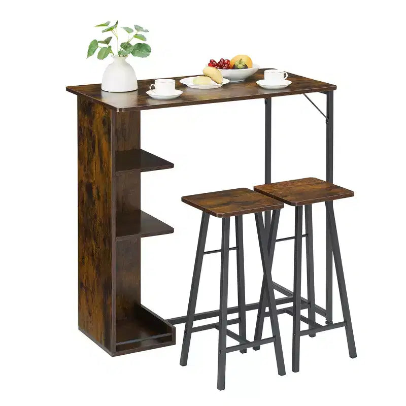 Fulvari Set Tavolo da Bar 3 Pezzi per 2, Tavolo da Cucina con 2 Sgabelli, Set Tavolo e Sedie da Bar Altezza Bancone, Set Tavolo da Pub per Cucina