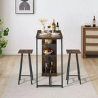 Fulvari Set Tavolo da Bar 3 Pezzi per 2, Tavolo da Cucina con 2 Sgabelli, Set Tavolo e Sedie da Bar Altezza Bancone, Set Tavolo da Pub per Cucina