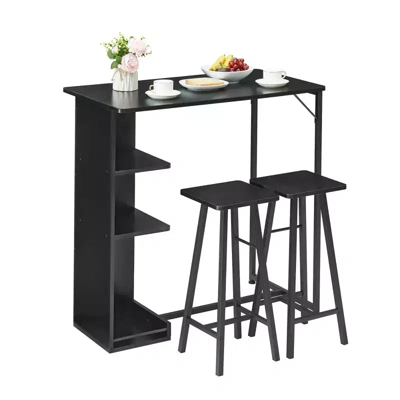 Fulvari Set Tavolo da Bar 3 Pezzi per 2, Tavolo da Cucina con 2 Sgabelli, Set Tavolo e Sedie da Bar Altezza Bancone, Set Tavolo da Pub per Cucina