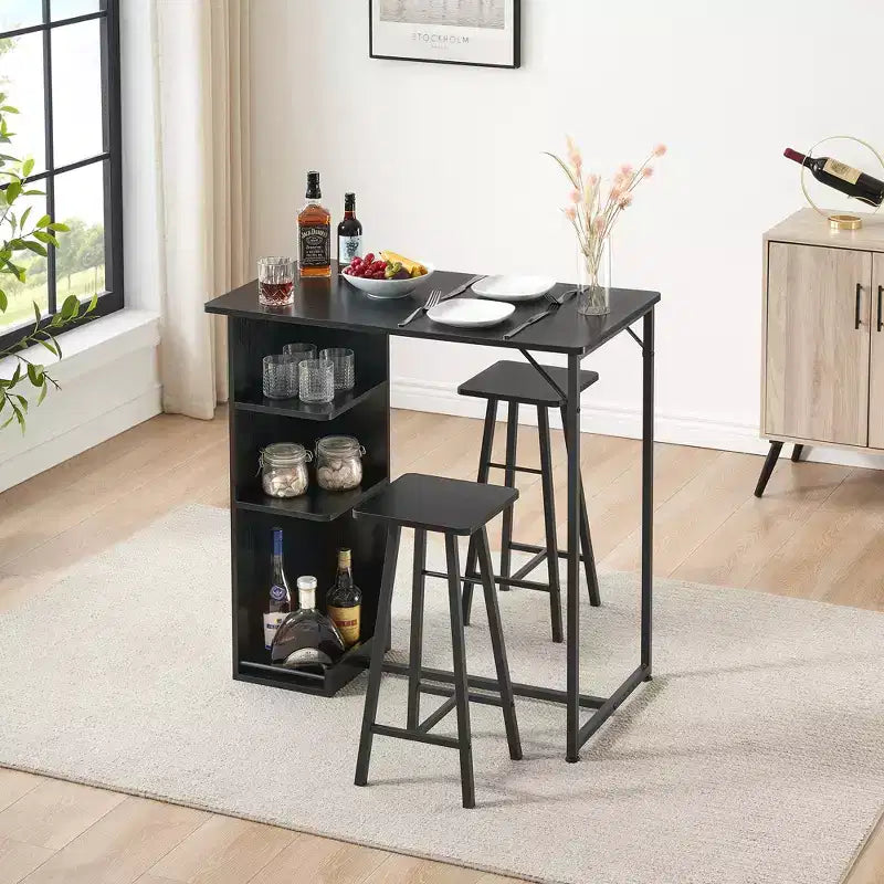 Fulvari Set Tavolo da Bar 3 Pezzi per 2, Tavolo da Cucina con 2 Sgabelli, Set Tavolo e Sedie da Bar Altezza Bancone, Set Tavolo da Pub per Cucina
