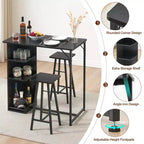 Fulvari Set Tavolo da Bar 3 Pezzi per 2, Tavolo da Cucina con 2 Sgabelli, Set Tavolo e Sedie da Bar Altezza Bancone, Set Tavolo da Pub per Cucina