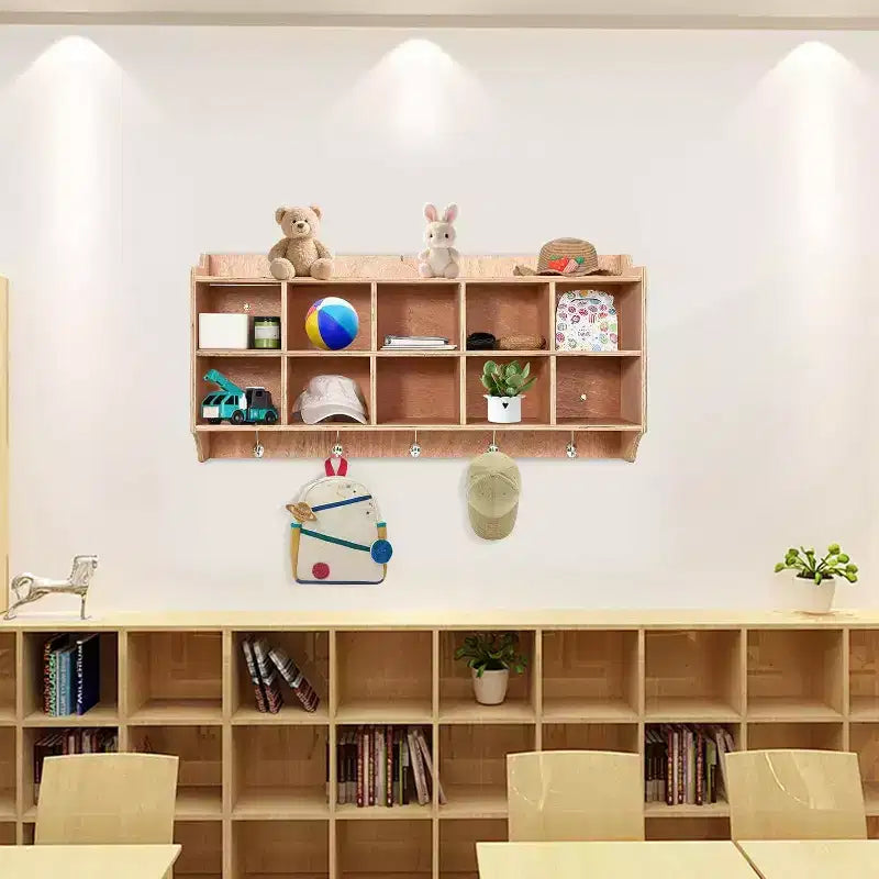 Acekool Guardaroba per Bambini con Scomparti, Organizer Portaoggetti con Ganci, Cesti e Rotelle per Scuola, Ingresso, Mudroom, 5 Sezioni+15 Scomparti