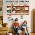 Acekool Guardaroba per Bambini con Scomparti, Organizer Portaoggetti con Ganci, Cesti e Rotelle per Scuola, Ingresso, Mudroom, 5 Sezioni+15 Scomparti