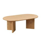 Okak 39L Tavolino da caffè moderno ovale, Tavolino da salotto piccolo con base a piedistallo robusta, Dimensioni salvaspazio per appartamento per soggiorno e camera da letto