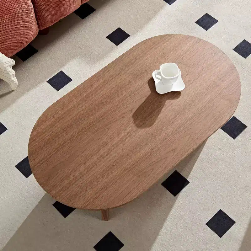 Okak 39L Tavolino da caffè moderno ovale, Tavolino da salotto piccolo con base a piedistallo robusta, Dimensioni salvaspazio per appartamento per soggiorno e camera da letto