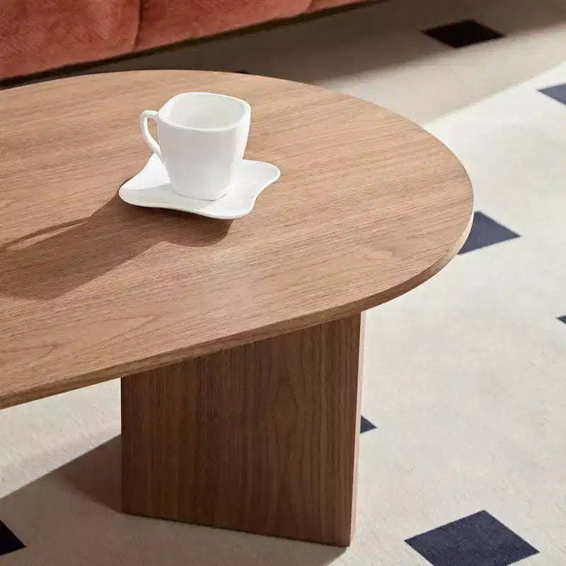 Okak 39L Tavolino da caffè moderno ovale, Tavolino da salotto piccolo con base a piedistallo robusta, Dimensioni salvaspazio per appartamento per soggiorno e camera da letto