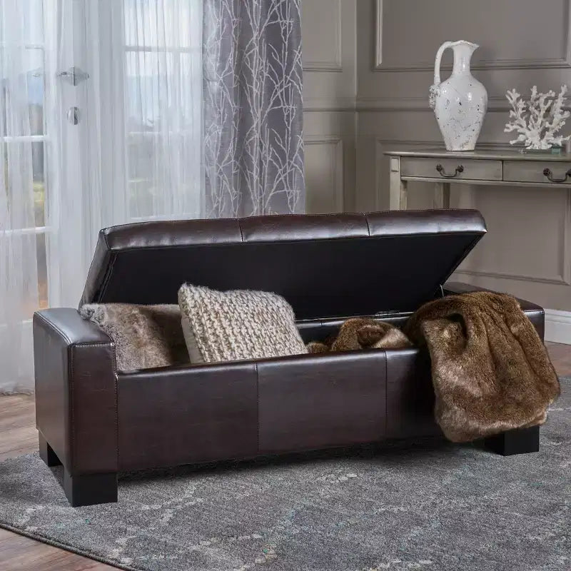Panca Pouf Contenitore Imbottita Capitonnè Contemporanea Nadia Christopher Knight Home