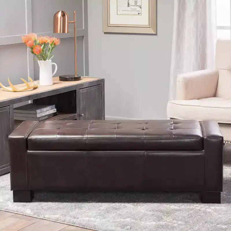 Panca Pouf Contenitore Imbottita Capitonnè Contemporanea Nadia Christopher Knight Home
