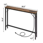 Tavolino consolle stretto, Tavolino da divano per soggiorno, Tavolo da divano sottile con struttura in metallo e MDF, Tavolo da ingresso industriale per corridoio, atrio