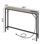 Tavolino consolle stretto, Tavolino da divano per soggiorno, Tavolo da divano sottile con struttura in metallo e MDF, Tavolo da ingresso industriale per corridoio, atrio