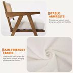 Poltrona d'accento rustica di metà secolo - Poltrona in legno con schienale in rattan e cuscino in lino per soggiorno, camera da letto - Beige, facile montaggio