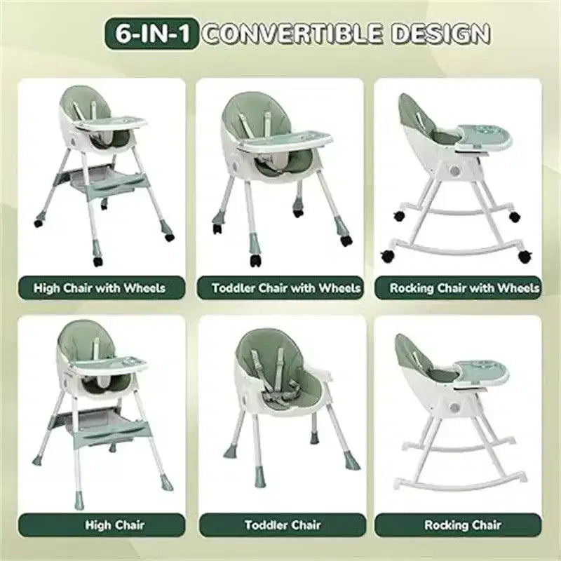 Sedia per l'Allattamento Dondolo Portatile 6 in 1 Karl Home, Seggiolone Sedia da Pranzo per Neonati, Grigia