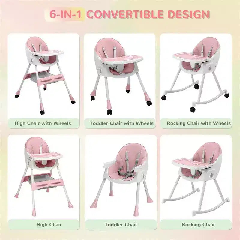Sedia per l'Allattamento Dondolo Portatile 6 in 1 Karl Home, Seggiolone Sedia da Pranzo per Neonati, Grigia