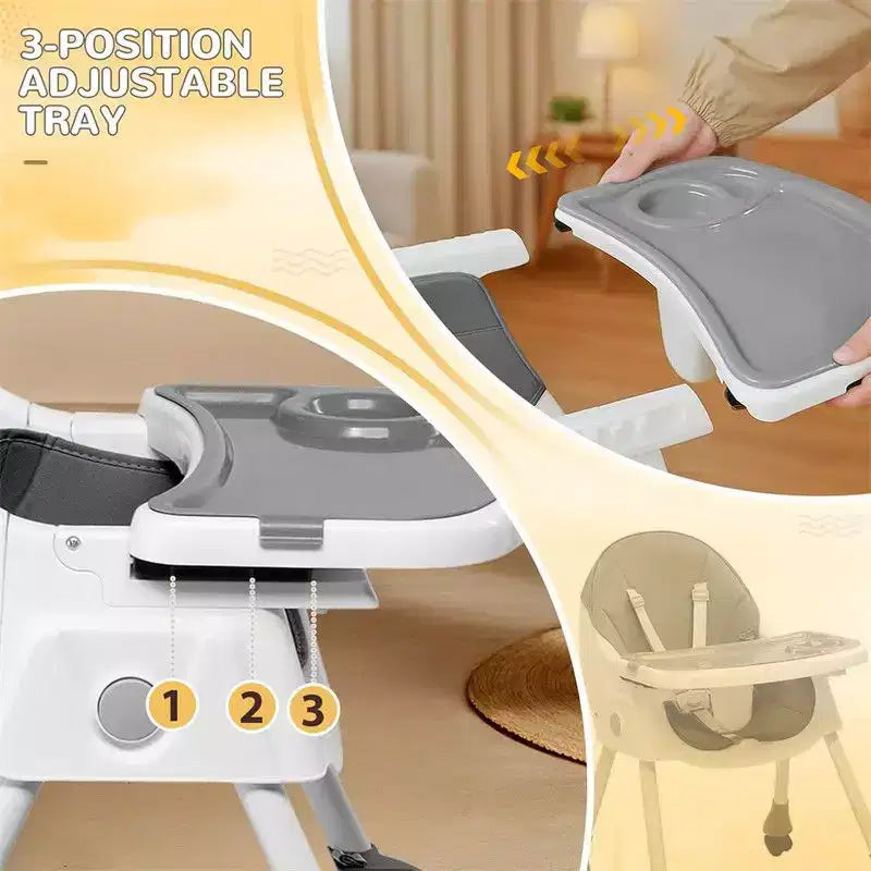 Sedia per l'Allattamento Dondolo Portatile 6 in 1 Karl Home, Seggiolone Sedia da Pranzo per Neonati, Grigia