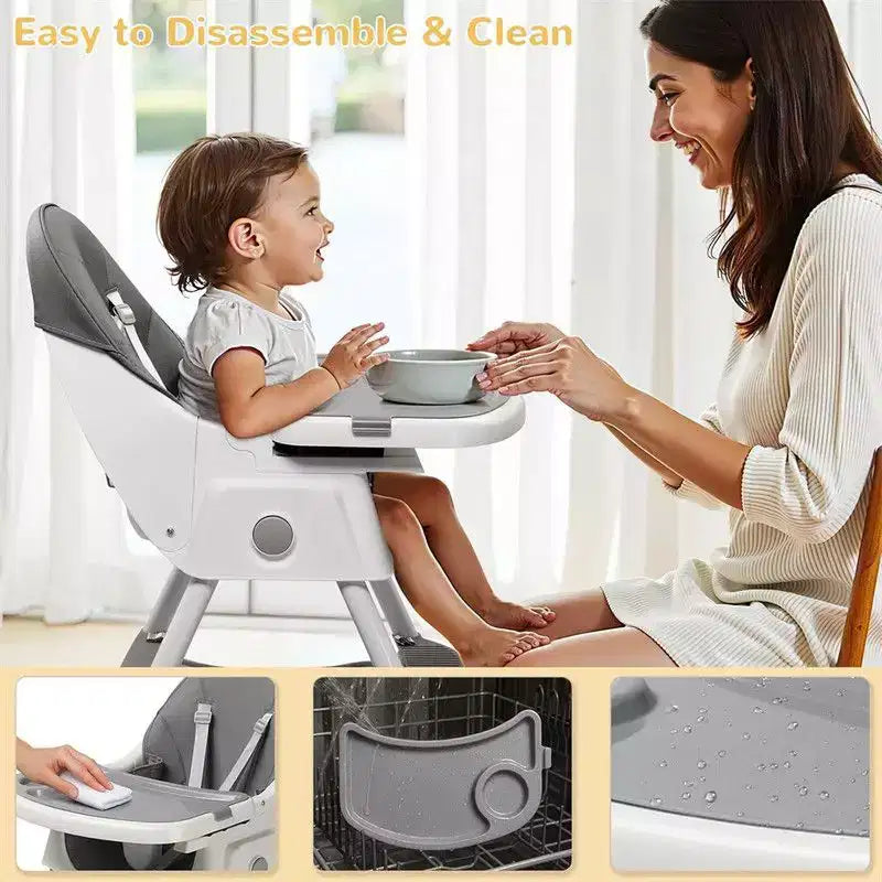 Sedia per l'Allattamento Dondolo Portatile 6 in 1 Karl Home, Seggiolone Sedia da Pranzo per Neonati, Grigia