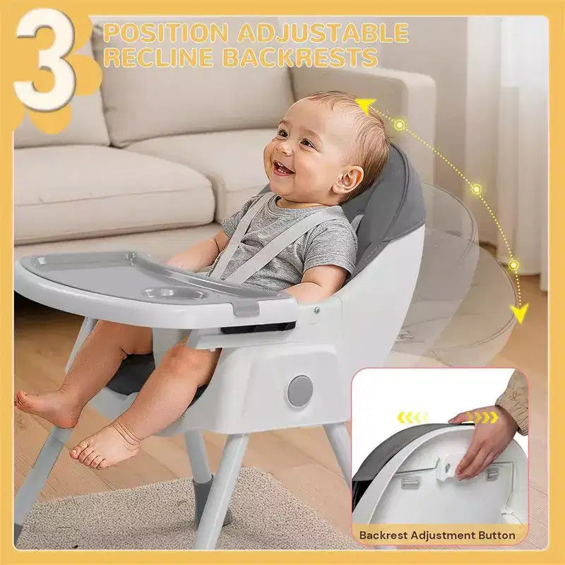 Sedia per l'Allattamento Dondolo Portatile 6 in 1 Karl Home, Seggiolone Sedia da Pranzo per Neonati, Grigia