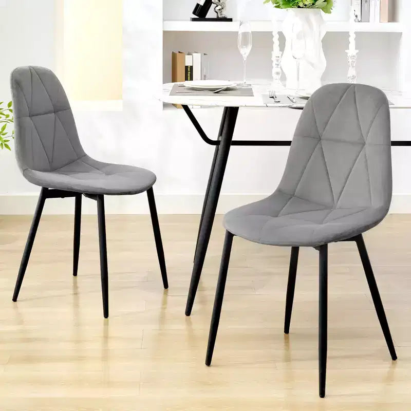 Hyleory Sedie da Pranzo Moderne Imbottite in Velluto, Set di 2, con Gambe in Metallo e Schienale Alto, per Cucina e Sala da Pranzo, Facili da Montare e Pulire