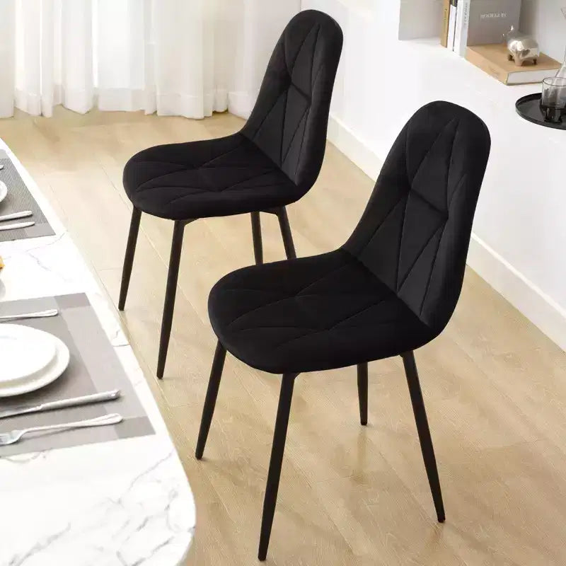 Hyleory Sedie da Pranzo Moderne Imbottite in Velluto, Set di 2, con Gambe in Metallo e Schienale Alto, per Cucina e Sala da Pranzo, Facili da Montare e Pulire