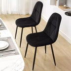Hyleory Sedie da Pranzo Moderne Imbottite in Velluto, Set di 2, con Gambe in Metallo e Schienale Alto, per Cucina e Sala da Pranzo, Facili da Montare e Pulire
