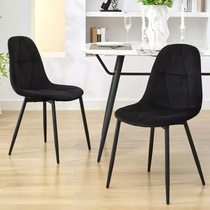 Hyleory Sedie da Pranzo Moderne Imbottite in Velluto, Set di 2, con Gambe in Metallo e Schienale Alto, per Cucina e Sala da Pranzo, Facili da Montare e Pulire