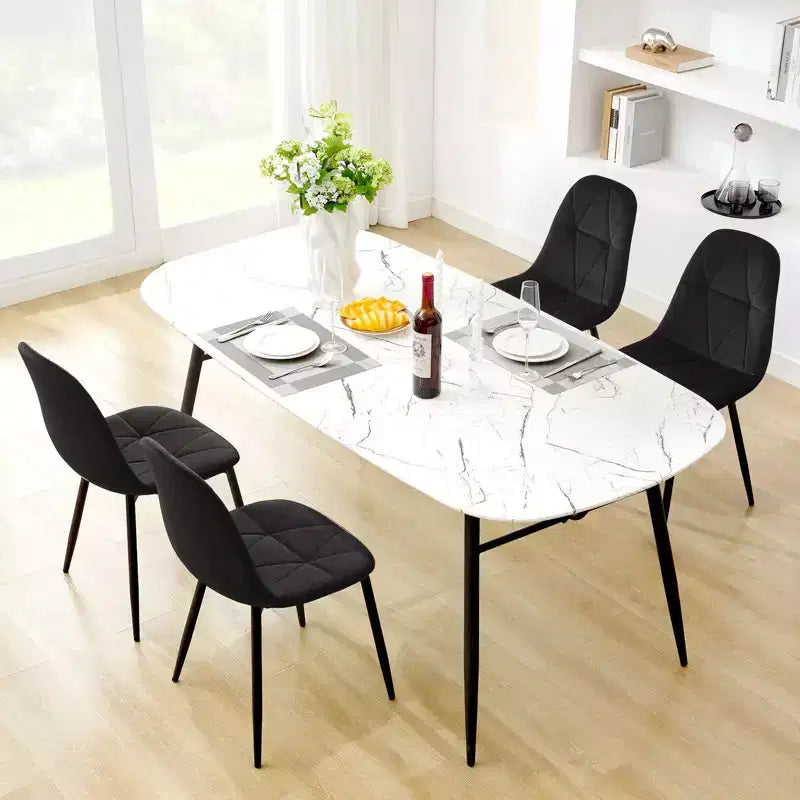 Hyleory Sedie da Pranzo Moderne Imbottite in Velluto, Set di 2, con Gambe in Metallo e Schienale Alto, per Cucina e Sala da Pranzo, Facili da Montare e Pulire