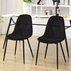 Hyleory Sedie da Pranzo Moderne Imbottite in Velluto, Set di 2, con Gambe in Metallo e Schienale Alto, per Cucina e Sala da Pranzo, Facili da Montare e Pulire