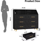 Cassettiera, comò illuminato a 6 cassetti con stazione di ricarica e ripiano portaoggetti, cassettiera in legno, mobiletto moderno per camera da letto, soggiorno