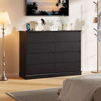 GustoWave Comò a 8 cassetti per camera da letto, cassettiera con cassetti profondi, cassettiera doppia grande per armadio con piano ampio, cassettiera orizzontale in legno