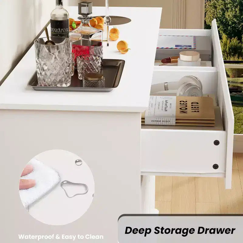 GustoWave Comò a 8 cassetti per camera da letto, cassettiera con cassetti profondi, cassettiera doppia grande per armadio con piano ampio, cassettiera orizzontale in legno