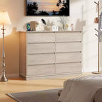 GustoWave Comò a 8 cassetti per camera da letto, cassettiera con cassetti profondi, cassettiera doppia grande per armadio con piano ampio, cassettiera orizzontale in legno